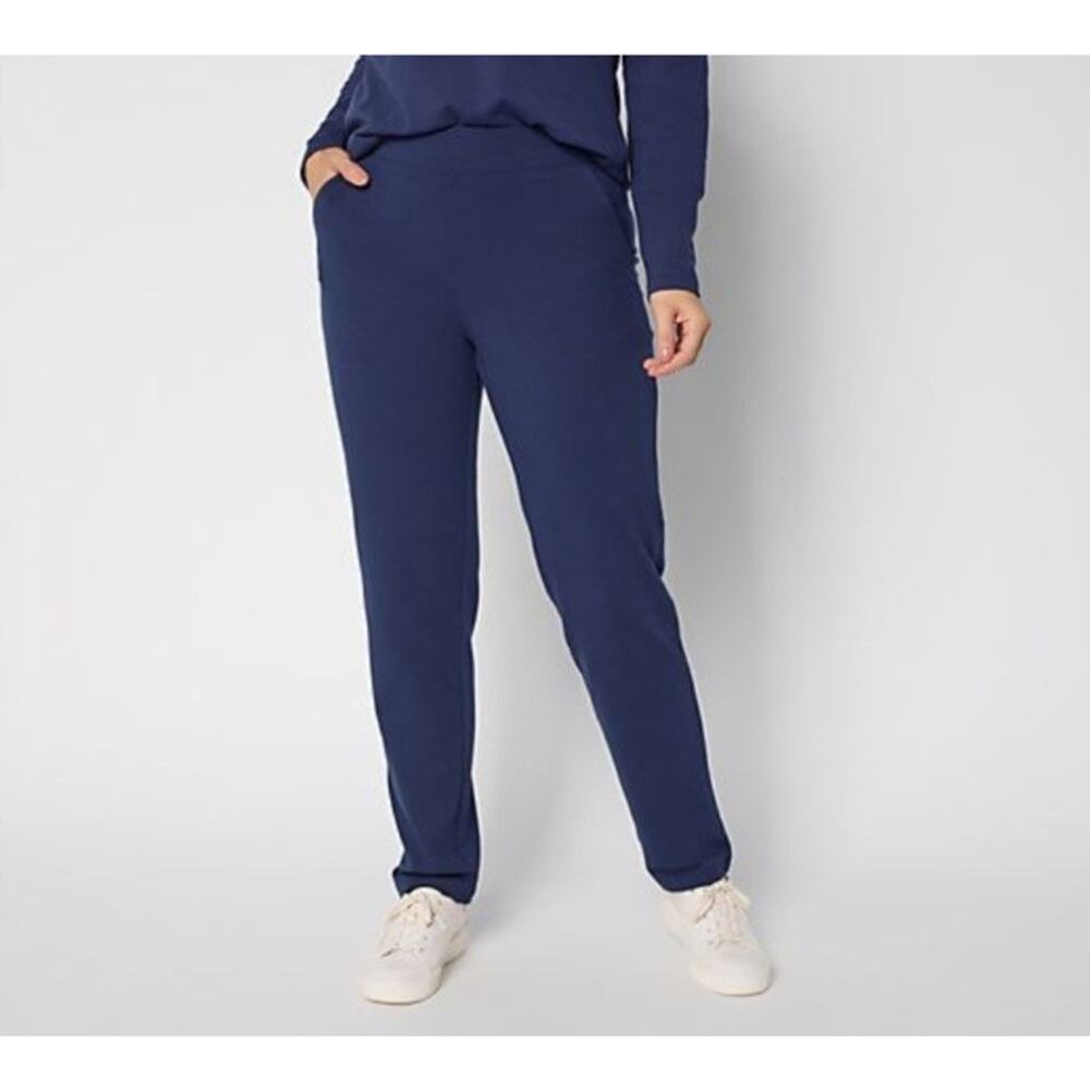 Denim & Co Size XL Navy Duo Stretch Straight Leg Pant A702026 NWOT